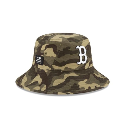 Green Boston Red Sox Hat - New Era MLB Armed Forces Weekend Stretch Bucket Hat USA5610273